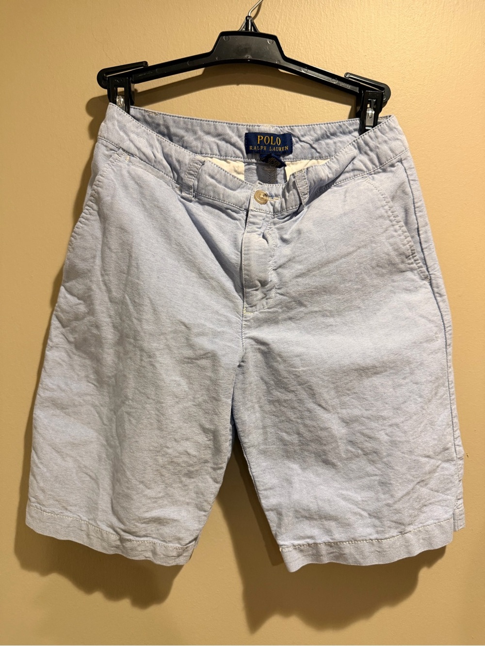 Polo Ralph Lauren Boys 14 Blue Oxford Chino Shorts Preppy Pony Logo